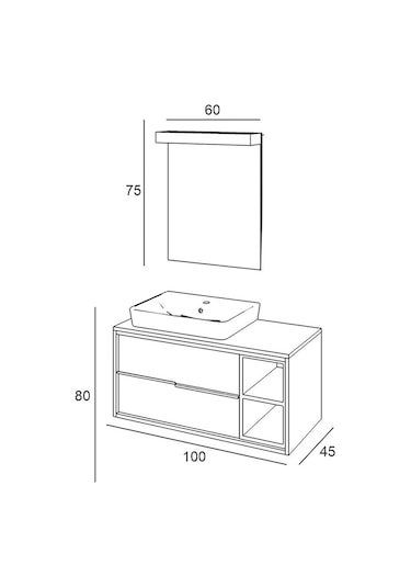 Denko Matia 100 Cm Mdf Banyo Dolabı Takımı Çok Renkli