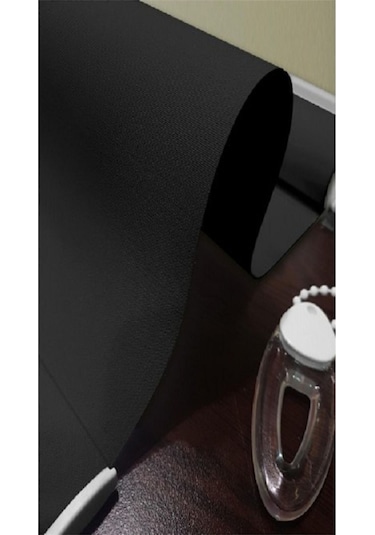 Ithal Kalın Siyah Beyaz Zebra Stor Güneşlik Perde Etek Dilimsiz Alüminyum Kasa Metal Ayak Siyah