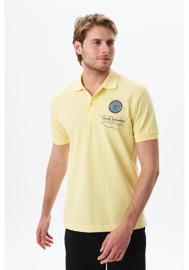 Arma Erkek Battal Büyük Beden Baskılı % 100 Pamuk Pike Polo Yaka Tişört Y29374870502 Sarı