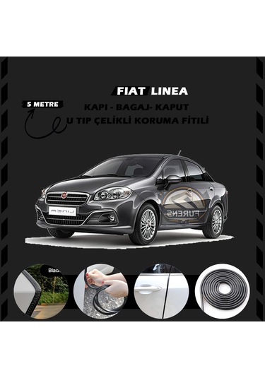 Fiat Linea Oto Araç Kapı Koruma Fitili 5 Metre Parlak Siyah Renk