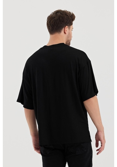Alexander Gardi Alexandergardı Yırtmaçlı Basic Oversize T-shirt Un-70418 Siyah