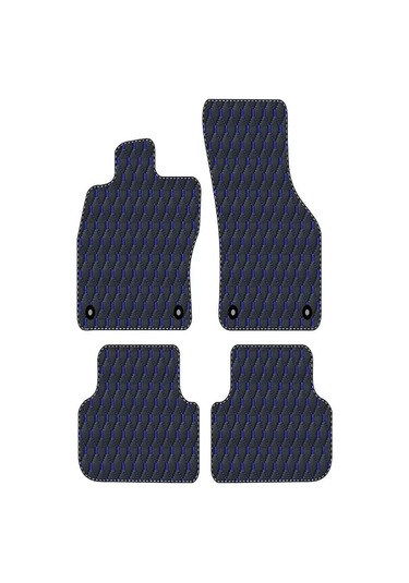 Porsche Cayenne 2010-2017 Uyumlu Mavi Dikişli Siyah Deri Paspas