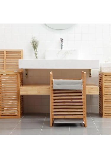 Digithome Bambu Kirli Sepetli Banyo Düzenleyici Çamaşır Sepeti Jw-20290