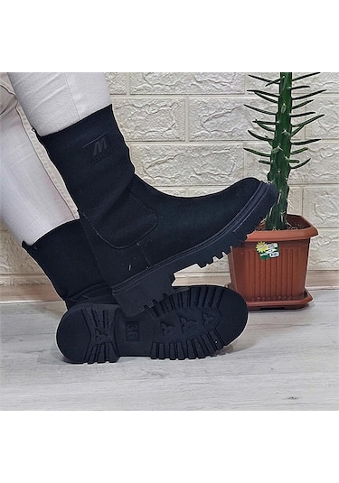 M.p 2746 Siyah Süet Bilekten Lastikli 27cm Bayan Bot 001