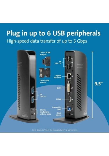 Kensington Usb 3.0 Çift Ekran Bağlantı İstasyonu K33972us Dual Display
