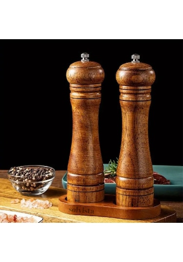 İki Adet Premium Ahşap Tuz Ve Karabiber Öğütücü Seti - Ayarlanabi