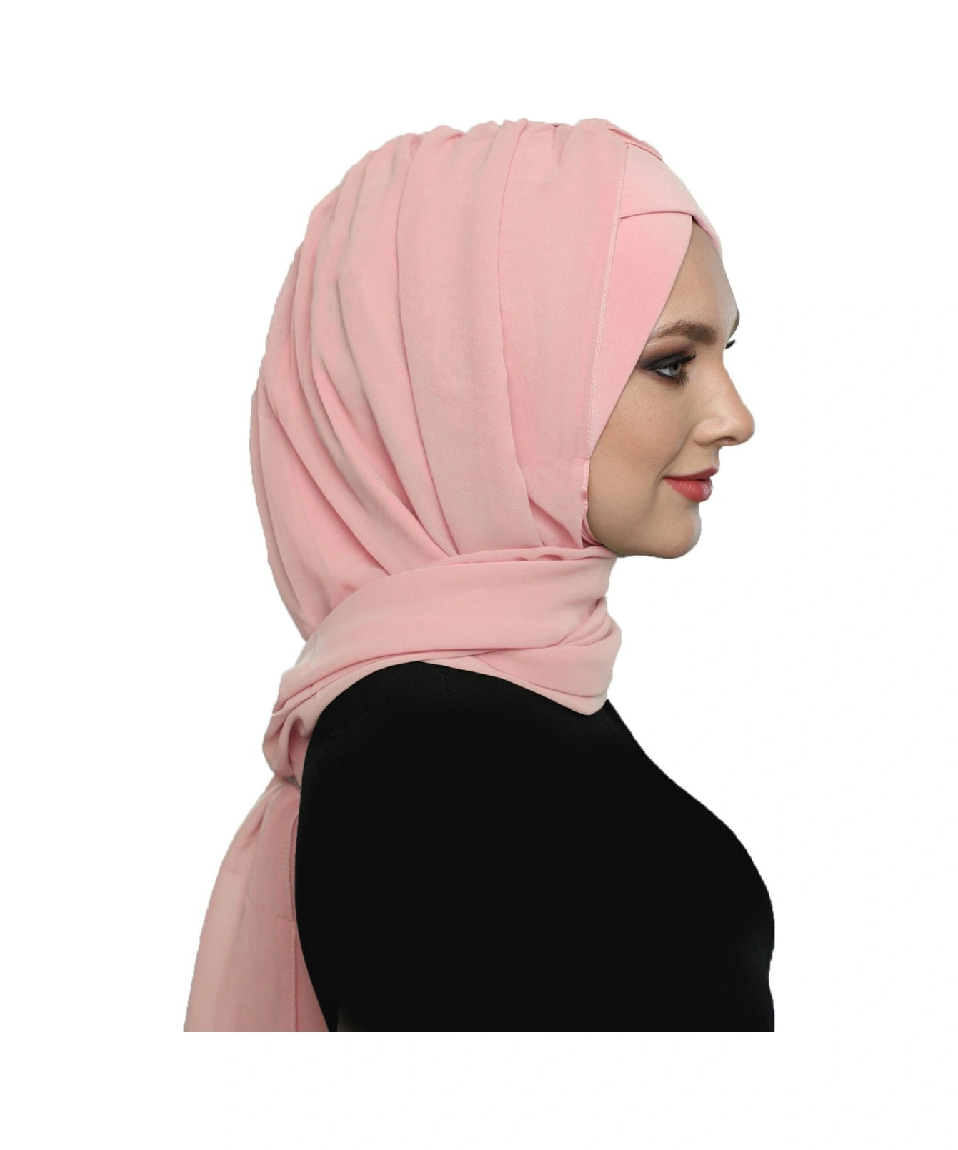 Şallı Takmatik Sade Pudra Hazır Türban Tesettür Bone Namaz Örtüsü Pudra