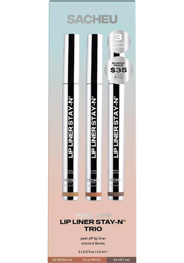 Sacheu Lip Liner Stay-n Soyulabilir Uzun Süre Kalıcı Dudak Çizgisi Belirginleştirici 3'lü Set Set