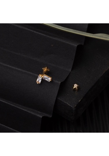 Bilezikci 14 Ayar Altın Baget Taşlı Tragus Küpe Kphsy14k22499 Sarı