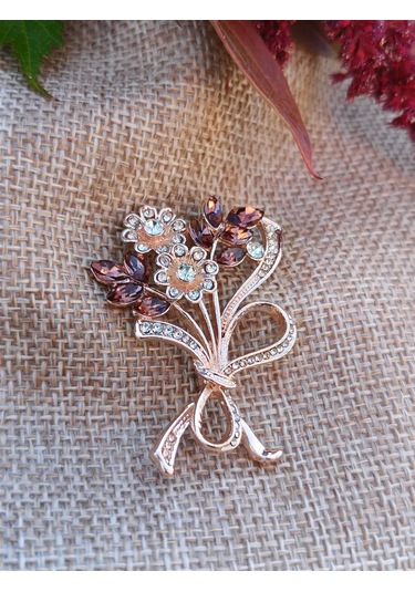 Villovatik Altın Çiçek Buketi Broş 222840793 Altın Rengi