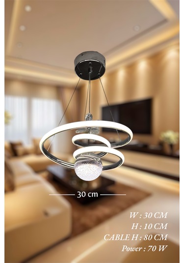 Krom Toplu Space 3 Renk Kumandalı Beyaz&sarı&günışığı Led Avize