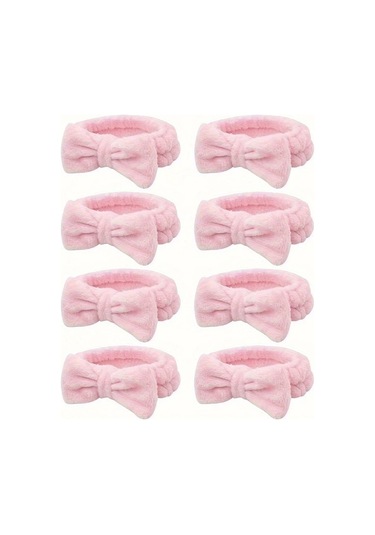 Willowhaven 8'li Pembe Kadın Yüksek Esnek Havlu Saç Bandı - Yüz Yıkama, Makyaj Ve Spor İçin Pembe