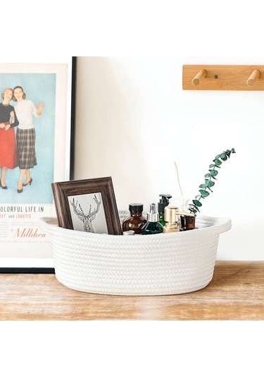 Oval Jüt Düzenleyici Sepet 30cm X 12cm Beyaz