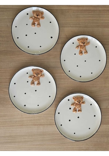 Teddy Bear 4 Adet Kabartma 21cm Tabak Çok Renk