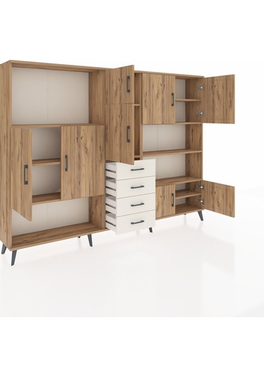 Arges Dolap 9 Raflı 4 Çekmeceli 8 Kapaklı 220x30x163 Çam-çam/ayta Çam-çam/aytaşı
