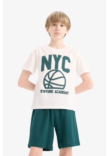 DeFacto Erkek Çocuk 2'li Takım Baskılı Kısa Kollu Tişört Şort E6542A825SMWT32