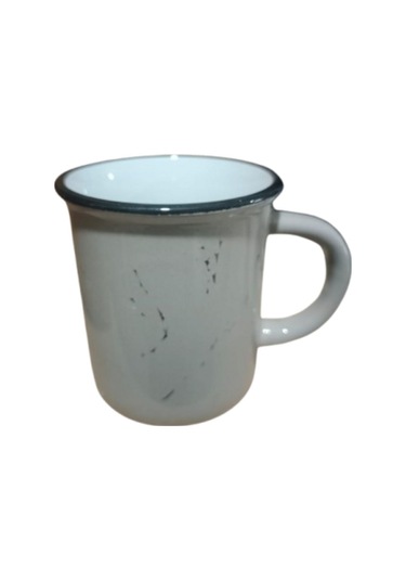 Seramik Kulplu Bardak Renkli Emaye Görünümlü 260 Cc - Ekru Ekru