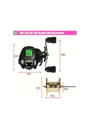 Motion003 Ouyalıne Siyah Tx800 Sağ El Alüminyum Baitcasting Olta Makarası Dijital Ekran Usb Şarj 7.2:1 Dişli 10kg Tuzlu Su