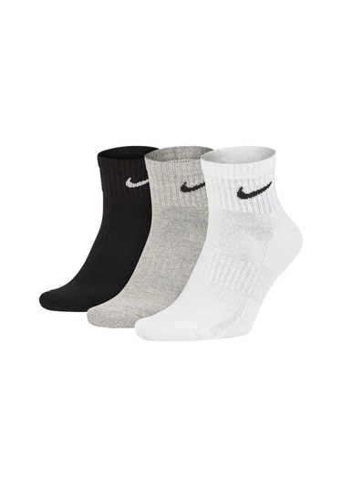 Nike Everyday Cotton Cushioned Erkek Beyaz Siyah Gri 3lü Çorap Siyah - Beyaz - Gri