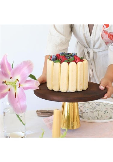 Akayev Ahşap 28 Cm Altın Konik Ayaklı Sunumluk