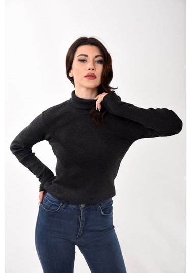 Kadın Balıkçı Yaka Boğazlı Slim Fit Kazak