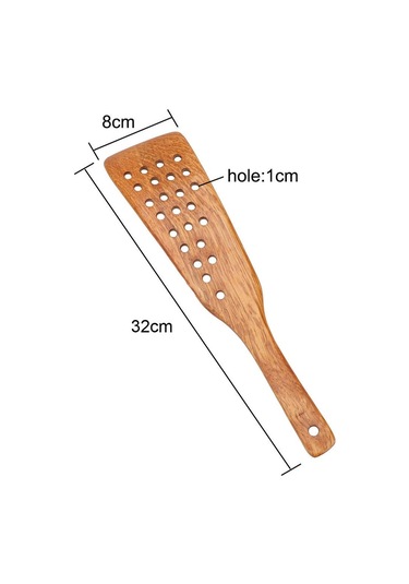 Filtre Kürek Mutfak Aksesuarları Mutfak Pişirme Aracı Kızartma Biftek Kürek Ahşap Spatula Yapışmaz Tava 24 Delik