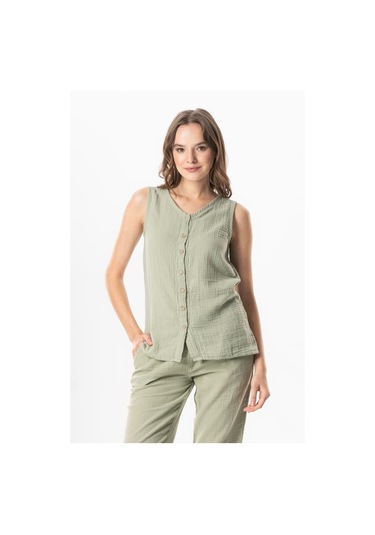 Kolsuz Melis Yazlık Müslin Bluz Zeytin Yeşili Zytnysl Zeytin Yeşili