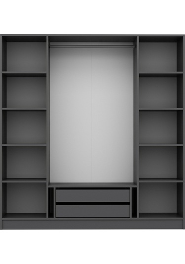 Kale Plus210 4 Mebran Kapaklı 2ç Dolap Antrasit Mebran Füme Cam