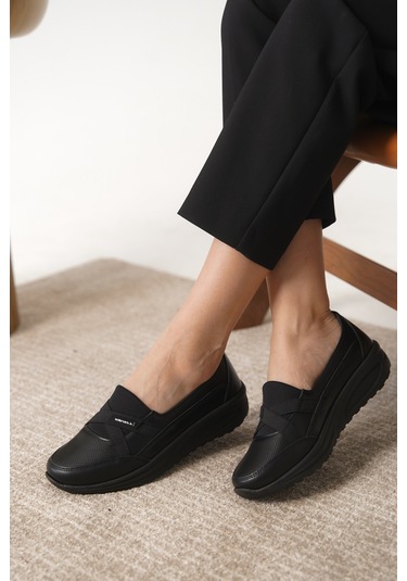 Daxtors Garantili D0312 Günlük Ortopedik Kadın Babet Ayakkabı Siyah