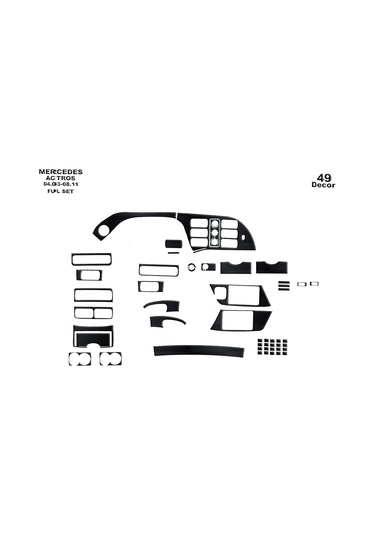 Mercedes Actros Konsol-torpido Kaplama 2003-201 49 Parça-siyah Karbon Siyah Karbon