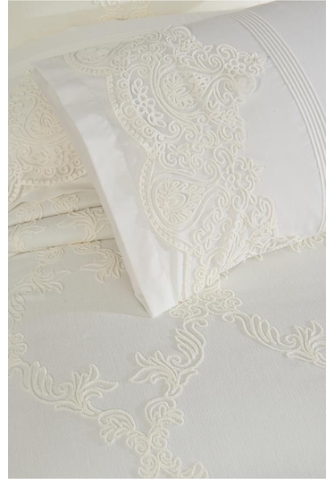 Çeyiz Diyarı Sahra 10 Parça Battaniyeli Çeyiz Seti Krem Krem