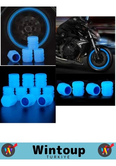 Özel Tüm Otomobil Bisiklet Motosiklet, Minibüslerle Uyumlu 4 Adet Fosforlu Mavi Sibop Kapağı