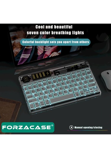 Forzacase 7 Renk Rgb Led Işıklı Kablosuz Bluetooth Klavye - Fc461