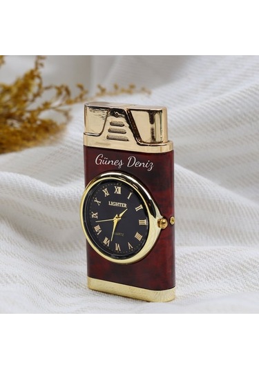 Kişiye Özel Saatli Kahverengi Renk Çakmak