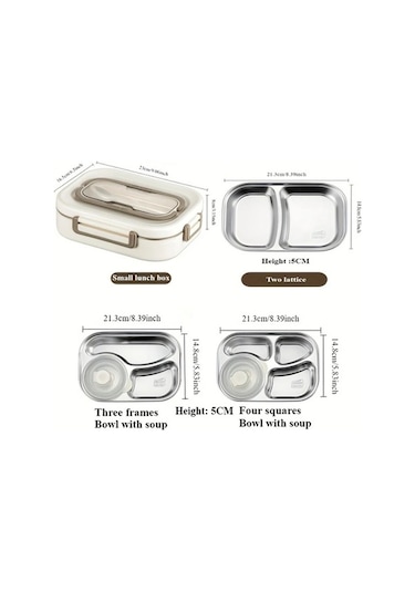 Pazly Paslanmaz Çelik Kahverengi İki Kareli Bento Set, İzolasyonlu Sızdırmaz, Mikrodalga Uygun, Çatal Kaşık Hediyeli Altın, Guangdong, Çin İmalatı Altın