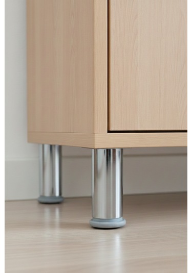 Ludıa Metal Ayarlanabilir 3 Adet Mobilya Ayağı Metal Tablalı 8cm Gri