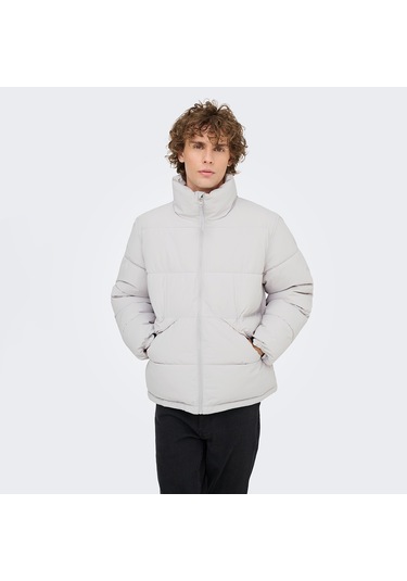 Only&sons Pack Life Puffer Erkek Mavi Dik Yaka Mont Mavi