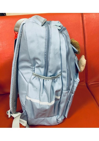 Young 51666 İki Ayıcık Maskotlu Okul Çantası Sırt Çantası, Lise Çantası,spor Çanta, Günlük Çanta Mavi Desenli