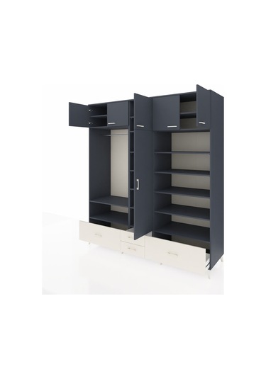 Kronos Dolap 18 Raflı 4 Çekmeceli Tek Askılı 220x59x243 Antrasit-antrasit/aytaşı Antrasıt/aytası Kronos Dolap 18 Raflı 4 Çekmeceli Tek Askılı 220x59x243 Antrasit-antrasit/aytaşı Antrasıt/aytası
