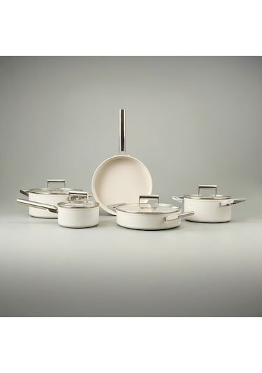 Arow Monza 9 Parça Tencere Seti - Krem Krem