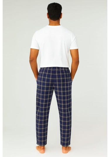 Erkek Desenli Cepli % 100 Pamuk Tek Alt Koyu Lacivert Koyu Lacivert
