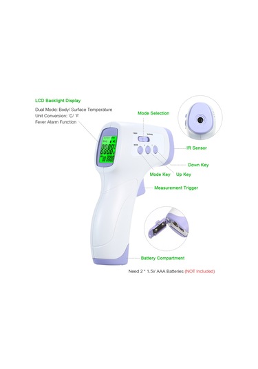 Hangfox Jxd-001 Mor Dokunmadan Isı Ölçer: Vücut Ve Nesne Sıcaklığı, Alçı/kulak Modu, 1 Saniye Hızlı Ölçüm, Lcd Ekranlı El Tipi Enstrüman Pil Yok