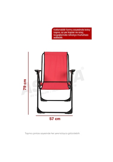 Asvera Katlanabilir Metal Kamp Sandalyesi - Taşıma Çantalı Portatif Piknik Ve Bahçe Sandalyesi Karışık
