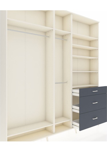 Arges Dolap 9 Raflı 3 Çekmeceli 3 Askılı 220x30x243 Aytaşı-aytaşı/antrasit Aytası/antrasıt