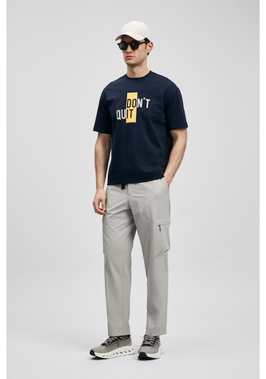 Lufian Carl Modern Grafik T- Shirt Lacivert Lacivert 111020285100200