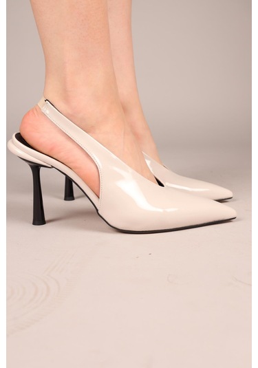 Yaleni Arkası Lastikli Rugan Stiletto Gri-8213 Gri