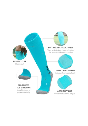 Qingmipy Uzun Kollu Spor Çorap Antibakteriyel Kayma Önleyici Futbol Basketbol Tüm Sporlar İçin Erkek Kadın Üniversal Beyaz Beyaz