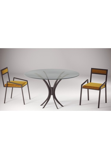 Leon Siyah Metal Yuvarlak Yemek Masası