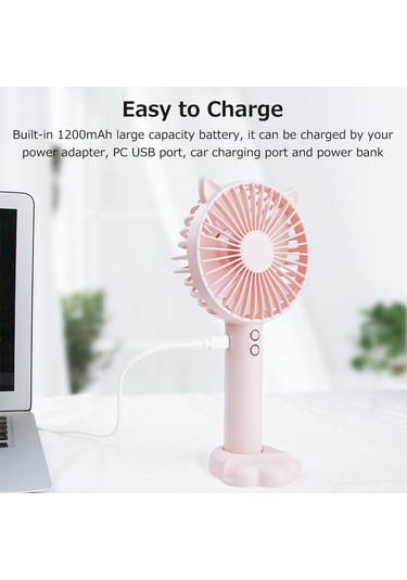 Folinda Mavi Elden Tutulan Mini Fan: 3 Seviye Hız Ayarı, Hafif Taşınabilir, Düşük Gürültü Ve Işıklı Ambiyans Işığı Mavi