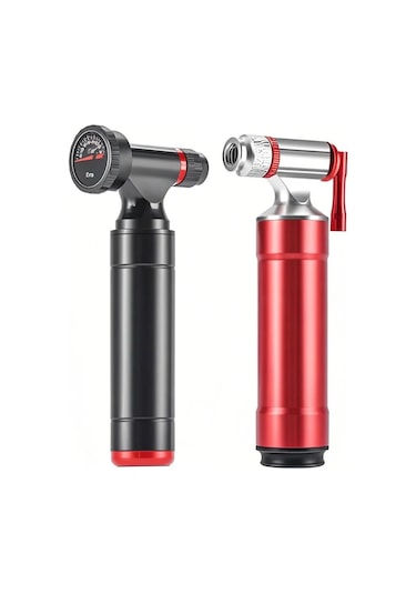 Maiyame Bisiklet Co2 Şişirici, Presta-schrader Valfler İçin, Basınç Göstergeli, Portatif Alüminyum, Hızlı Şişirme Sıvı Gaz Şişesi Yok